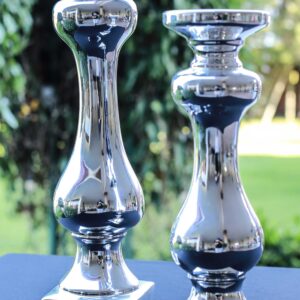 Candelabros Plateados 43cm y 35cm de alto